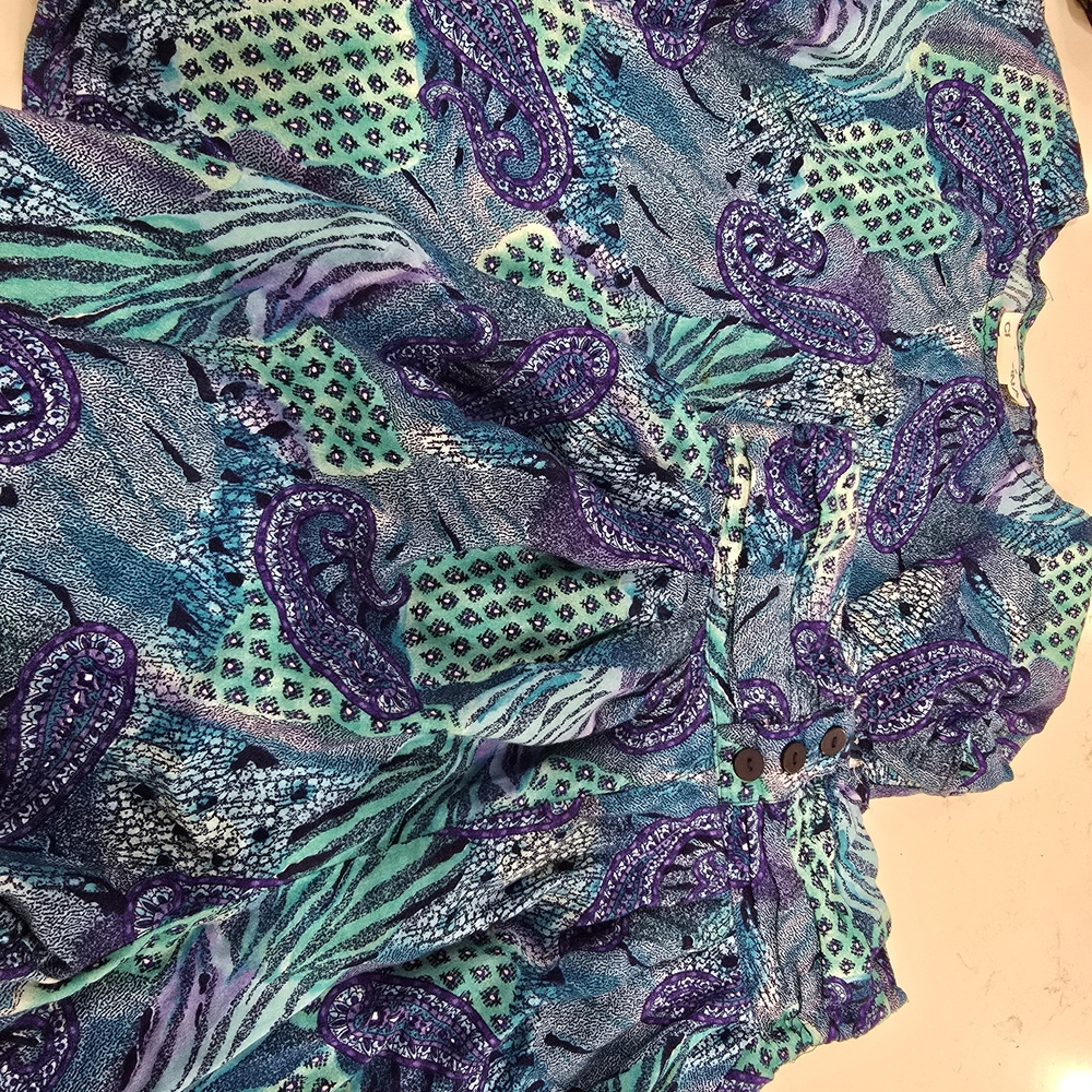 Christina Blue and Purple Paisley Vintage Shirt And Shorts